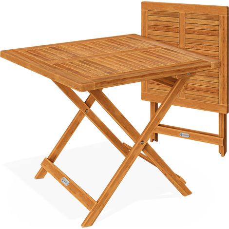 CASARIA® Beistelltisch Holz Vollmontiert Klappbar 80kg Belastbar 46x46cm wetterfest Balkon Terrasse Wohnzimmer Kleiner Tisch Balkontisch Gartentisch