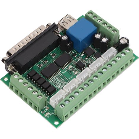 Carte d'interface de commande de moteur pas à pas 5 axes avec carte d'isolation et optocoupleur, câble USB DB25, verte (1/5)