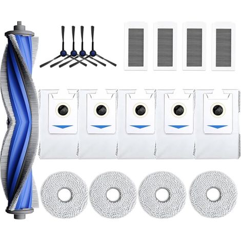 FOREHILL Lot de 18 accessoires de rechange compatibles avec ECOVACS X5 Omni (1 brosse principale, 4 brosses latrales, 4 filtres, 4 FOREHILL, 5 sacs aspirateur) (1/5)