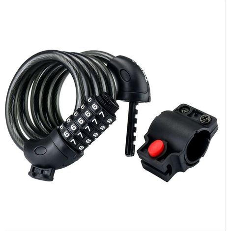 Hochsicheres Fahrradschloss mit zurücksetzbarem 5-stelligen Zahlencode, 1,2 MX 12 mm (Schwarz)