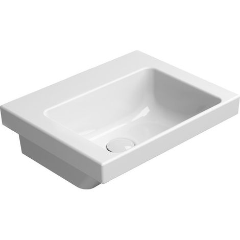 NORM Lavabo en céramique 42x34cm, sans trou pour robinetterie, blanc Extraglaze (1/2)