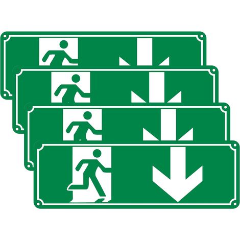 EXIT – Lot de 4 panneaux de sortie de secours en aluminium antirouille avec autocollant, résistant aux intempéries, à la décoloration, facile à monter (30,5 x 10,2 cm) (1/5)