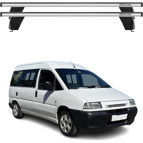 OMAC Barres de toit transversales en aluminium pour Peugeot Expert 1995-2007 – Antivol – Rainure en T – Testées City Crash – Charge Max 75 kg Argent (1/4)