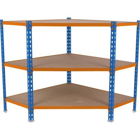 Simonrack Pratico Scaffale Angolare Blu Arancione Legno