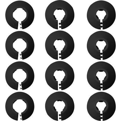 cache tuyau plomberie, 12 Pièces Couvercle de Tuyau de Radiateur Colliers, rosaces pour tuyaux de chauffage, rosace radiateur, pour Tuyau de Type 12， noir (1/5)