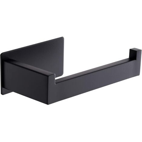 Porte Papier Toilette, Support Papier Toilette Mural, Porte Rouleau Papier Toilette sans Perçage pour Salle de Bain et Cuisine, Noir (1/5)
