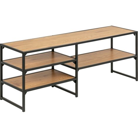 Mueble TV Norsica Sevferi 135, Roble salvaje + Negro, Número de puertas: 0, Número de cajones: 0, 120x46x33cm (1/5)