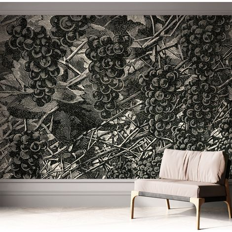 Carta da parati autoadesiva - fotomurale - decorazione parete - stile elegante - decorazione casa - Stampa a grappoli d'uva 312x219 cm (1/5)