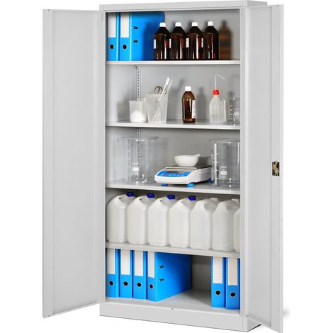 Armoire de Bureau Métal 4 Étagères Verrouillable 195 x 90 x 40 cm (1/5)