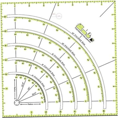 Règle À Quilting - Règle En Acrylique Courbée En Forme D Éventail - Pour Patchwork Et Couture - 20 cm - 1 Pièce (1/5)