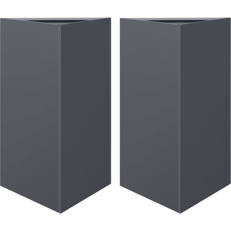 Vaso per fioriera aiuola rialzata piante fiori giardino terrazze set da 2 triangolari 50 x 43 x 75 cm acciaio antracite 020039104