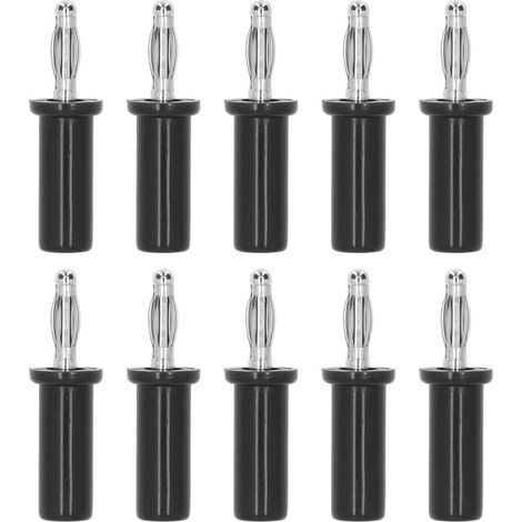 Fiche banane à collerette 4mm, fiche banane soudée en cuivre pur haute qualité, modèle fleur lanterne, lot de 10 unités, couleur noire (1/5)