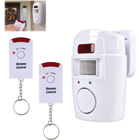 Alarme de Détection de Mouvement sans Fil,Detecteur de Mouvement Exterieur,Système de Sécurité à Domicile pour Jardin,Garage,Caravane,Alarme Maison avec 2 Télécommandes Compactes (1/5)