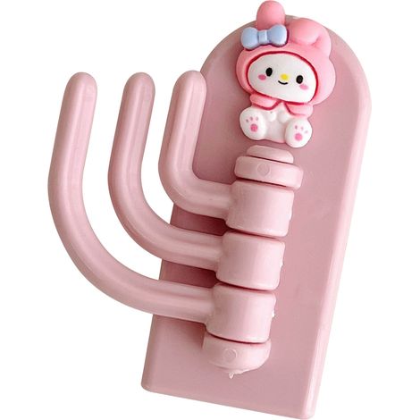 Patère murale autocollante en forme d'animal mignon et innovant, lapin rose, idéale pour les dortoirs d'enfants.