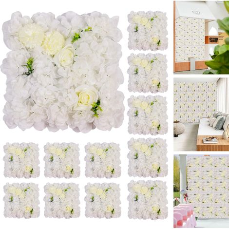 Panneau mural floral, design de fleurs artificielles, décoration polyvalente, BLANC (1/2)