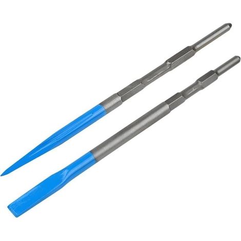 Meißel-Set, 2-teiliges Nutmeißel-Set, Federstahlspitze, Flachmeißel, elektrischer Pick, Schlitz, Schaufel, Spitzmeißel + Flachmeißel (Hexschaft) (1/5)