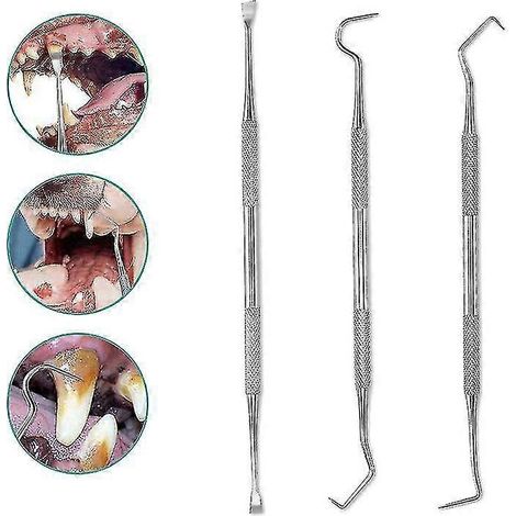 Professionelles Zahnreinigungsinstrumente für Hunde, Zahnsteinentferner und -schaber aus Edelstahl, 3er-Packung