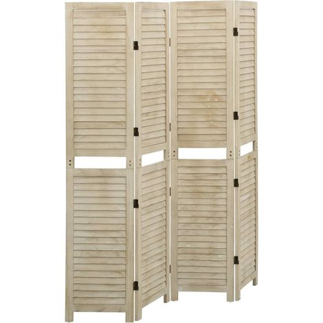 4-tlg. Raumteiler 140x165 cm Massivholz Paulownia