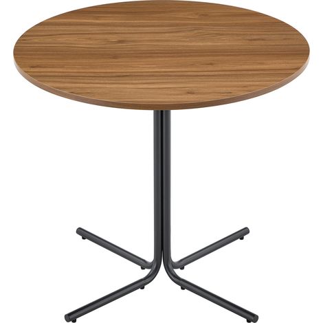 Runder Wohnzimmertisch 85 cm, Walnussoptik, schwarzes Metallgestell, modern (1/5)