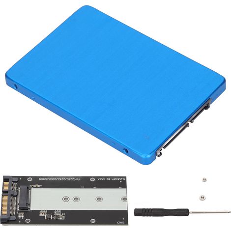 Boîtier adaptateur SSD NGFF M.2 vers SATA3.0 6Gbps, boîte disque dur 2.5 pouces ultra-mince, dissipation thermique élevée, couleur bleue (1/5)