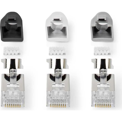 Conector rj45 paso rj45 ftp cat7 solidotrenzado recto chapado en oro 10 uds pvc gris negro blanco caja