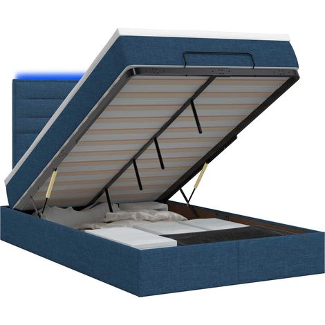 Lit coffre avec matelas et LED Bleu 120 x 200 cm Tissu vidaXL (1/5)