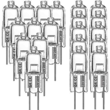 Packung mit 20 G4-Halogenlampen, 20 W, 12 V, 2-polig, klar, für die Herdbeleuchtung (1/5)