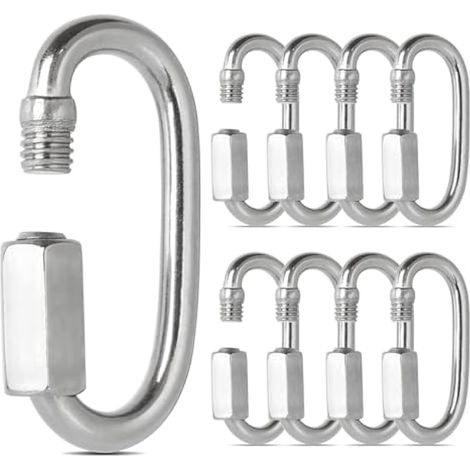 16 PCS Maillon Rapide INOX M5 Mousquetons à Verrouillage 304 Forme de D, Mini Mousqueton a Vis pour Accessoires de Randonnée, Camping, Extérieur et Intérieur (1/5)