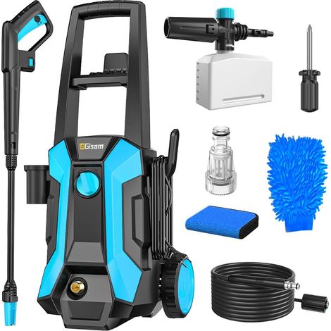 2200 W High Pressure Cleaner, with 8 m Hose Reel, Max 180bar, Flow Rate 480l/H, with Soap Bottle Foam Nozzle, High Pressure Gun for Cars/Fences/Garden (1/5)