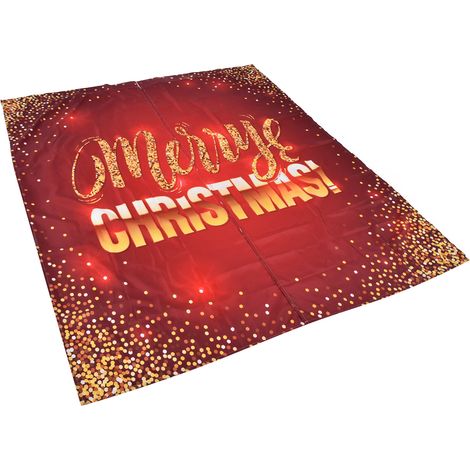 Rideau de Noël en fibre de polyester, impression numérique 3D, motif Joyeux Noël, rideau personnalisé pour porche ou balcon extérieur, 150 x 166 cm, Noël 5 (1/5)