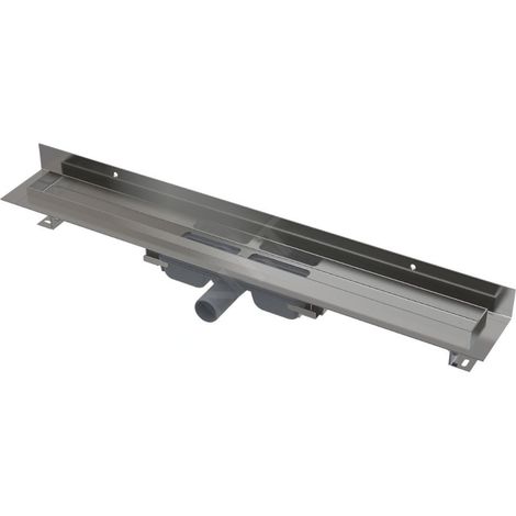 Alca - Goulotte de douche murale basse 30 cm, avec rebord pour grille complète et collier de fixation au mur, acier inoxydable APZ116-300 (1/3)