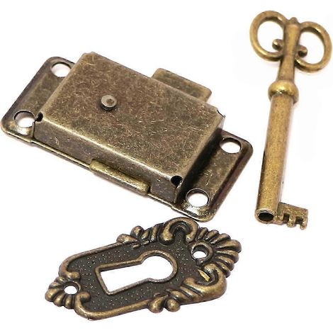 2 jeux de serrures anciennes pour portes d'armoires, serrures d'armoires, serrures de meubles anciens avec clés pour boîtes aux lettres, lo (1/4)