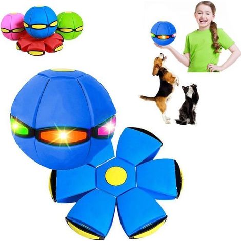 Balle De Deformation Frisbee Chien, Boule Soucoupe Volante pour Chien,Frisbee Transformé en Balle,Jouet Portable pour Animaux-Bleu (1/5)