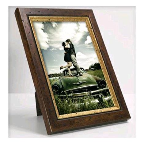 Cornice Portafoto COLBERT 25 mm con Cravatta 18x24 cm Arte Povera Legno Noce/Oro