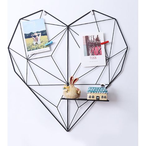 Étagère Murale en Fer en Forme de Cœur, Support Décoratif pour Livres, Photos et Cartes Postales, Grille Flottante Design Cœur (1/5)