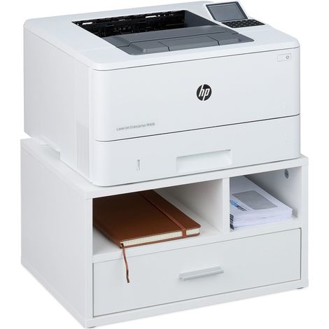 Soporte para impresora con cajón, blanco, compartimentos de almacenamiento