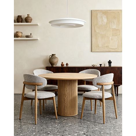 Lote de 2 sillas de comedor 54x54,5x82 cm en madera color nogal - MEUBLIV (1/5)