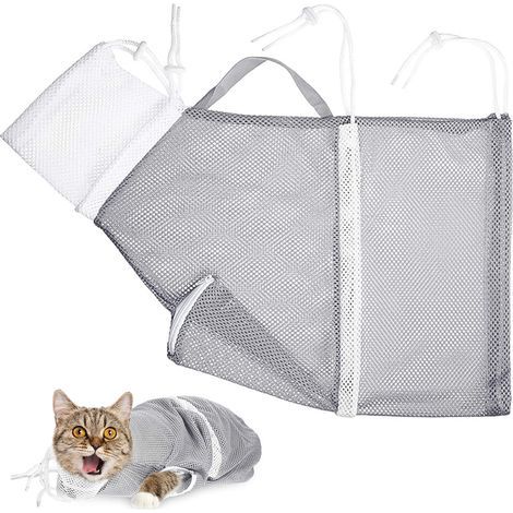 Sac de filet de douche pour chat sac de bain sac de retenue multifonctionnel empêcher les morsures de se gratter pour le bain (1/5)