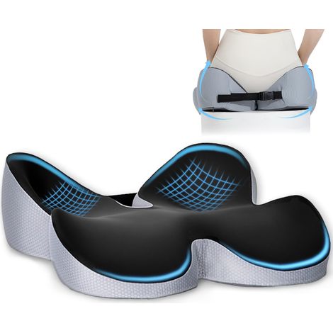 Coussin Coccyx Siège Bureau Jeu Mousse Mémoire Forme Antidérapant Soulage Douleurs Hanches Coccyx Auto