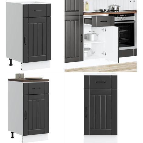 vidaXL Küchen-Unterschrank Lucca Schwarz Holzwerkstoff (1/5)