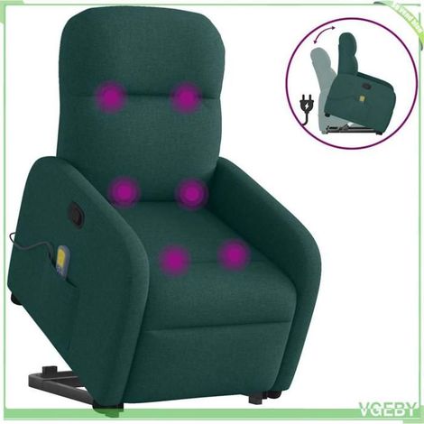 Fauteuil inclinable de massage - FAF7291712427152 - Vert foncé - Moteur de levage électrique - Massage 6 points (1/5)