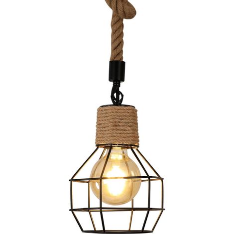 Vintage 3-flammige Pendelleuchte aus Hanfseil für Café, Esszimmer, Restaurant, Bar, Flur (1/5)