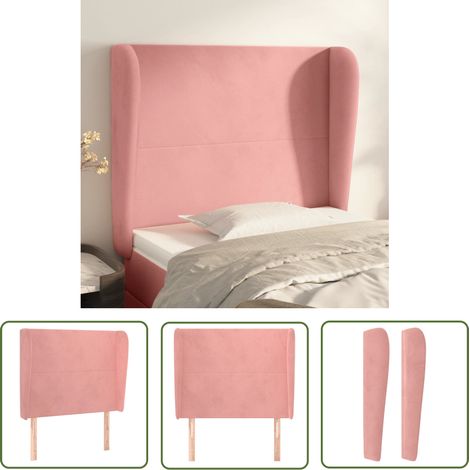 The Living Store Tête de lit avec oreilles Rose 83x23x118/128 cm Velours - Tête De Lit - Tête De Lit Velours - Tête De Lit Rose - Meuble Chambre - Literie (1/5)