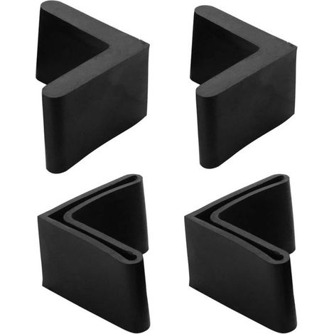 4 embouts de pieds de chaise en fer en forme de L, pour pieds de meubles et de table, protections d'angle en caoutchouc, 25 x 25 mm, noirs (1/5)