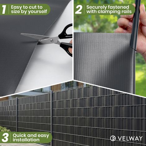 Velway Brise Vue PVC 35m - Occultant Jardin Balcon 450g/m2 - Protection Vue Intimité - Gris Anthracite (1/5)