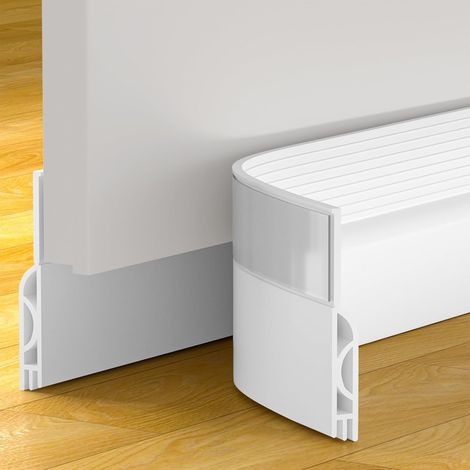 Joint de porte, balai de sol en bas, joints d'étanchéité comblant l'espace du joint de porte, bloqueur de bas pour l'isolation phonique, isolation contre l'air froid, économie d'énergie. (blanc, 39 po (1/5)