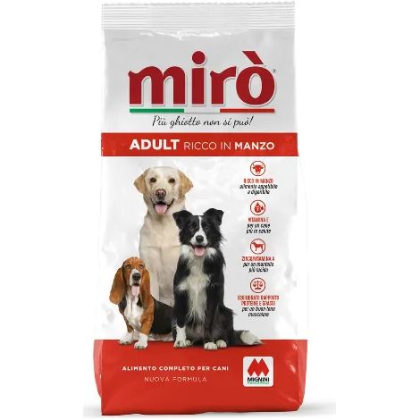 Croquettes adultes chiens Mirò Mignini et Petrini b&oeliguf sac 20kg - 1 Kg