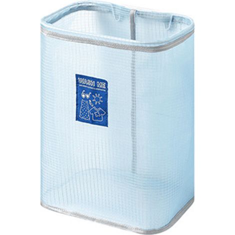 Soavoa Panier à Linge Sale Mural Pliable, Filet Respirant Imperméable avec Crochet Adhésif, Rangement Salle de Bain, Bleu, 3kg (1/4)