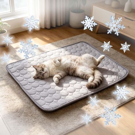 Estera de refrigeración para perros y gatos, manta refrescante para perros, colchón de refrigeración por calor, mascotas, seda de hielo, transpirable, Ideal para mascotas en verano (1/5)