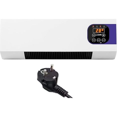 Chauffage soufflant mural avec télécommande, ventilateur chaud et froid 2000W, écran LED, minuterie 6h, pour chambre, salon et bureau (1/4)